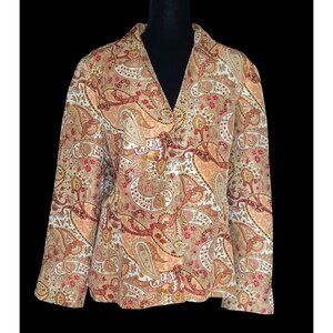 Vintage Womens Silk Jacket Luxury Boho Hippie Paisely Party Festival Event XL
